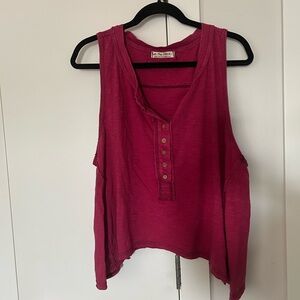 NWOT Free people magenta button flowy tank top